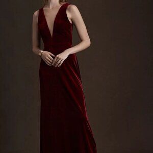 Jenny Yoo Logan Burgundy Velvet Dress